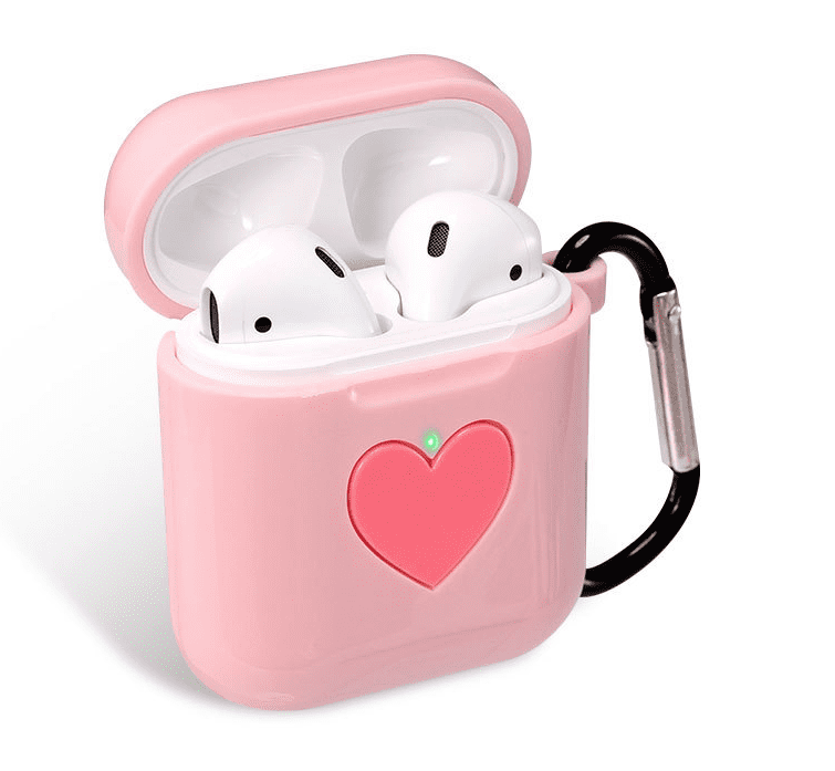 MINIFACOTRY AirPods Silicone Case Protective Cute Pink Love Heart Cover  Plus Key Chain for Apple AirPods 1st/2nd - Walmart.com