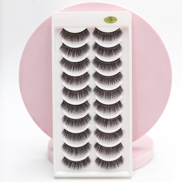 Tarjeta de Pestañas con 10 Pares / Pestañas Naturales Curvas y con Volumen Deng Xun unisex