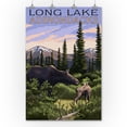 thumbnail image 2 of Long Lake, New York, The Adirondacks, Moose and Baby Calf (36x54 Giclee Gallery Art Print, Vivid Textured Wall Decor), 2 of 3