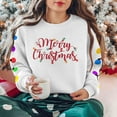 thumbnail image 2 of DDAPJ pyju Merry Christmas Sweatshirts for Women Crewneck Long Sleeve Shirt Xmas Holiday Party Pullover Tops Fall Fashion Outfits White M, 2 of 8