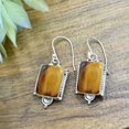 thumbnail image 2 of Tiger Eye Earring 925 Sterling Silver Earring For Women Simple Dangle Earring, 2 of 6