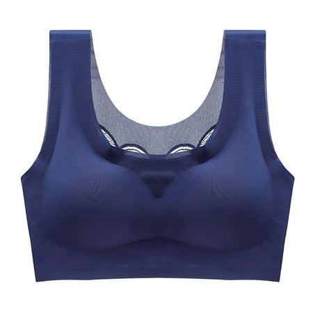 

Miluxas Yoga Bra Clearance Women s No Steel Ring Lactation Vest Bra Back Adjustment Yoga Running Bra Blue 14(XXXL)