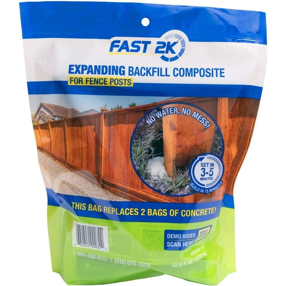 Fast 2K Fence Post Mix and Concrete Alternative and Replacement for Fence Post and Mail Post Installs. 32.8 oz Bag of Expanding Composite Footing Compound (1 Bag)