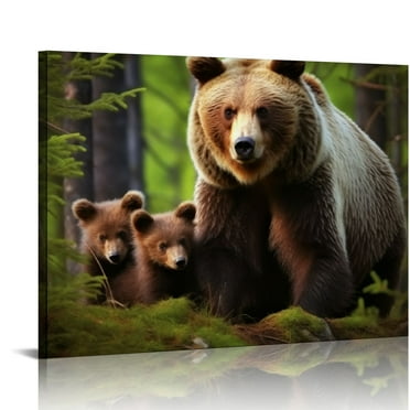 JRXY Brown Bear Poster Canvas Pictures Wall Art Decor Prints Printing For Living room/Home/Office  16x12in