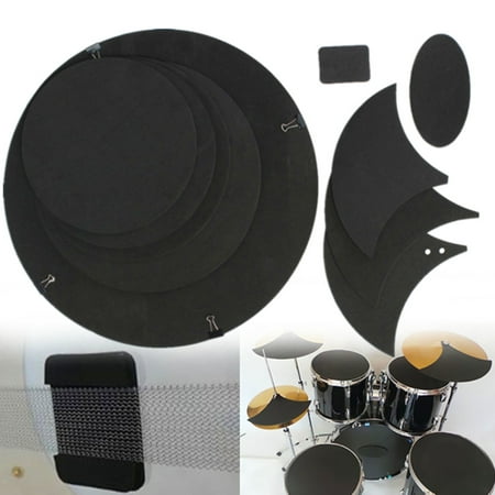 Grtsunsea 10Pcs Bass Snare Tom Sound off / Quiet Drum Mute Silencer Drumming Practice Pad Set