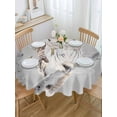 thumbnail image 2 of Round Tablecloth Snowy Owl Waterproof Oil Proof Polyester Table Cloth Cover Decor for Home Dining Outdoor,Patio,Parties, 60" Dia. Winter Owl Animal, 2 of 9