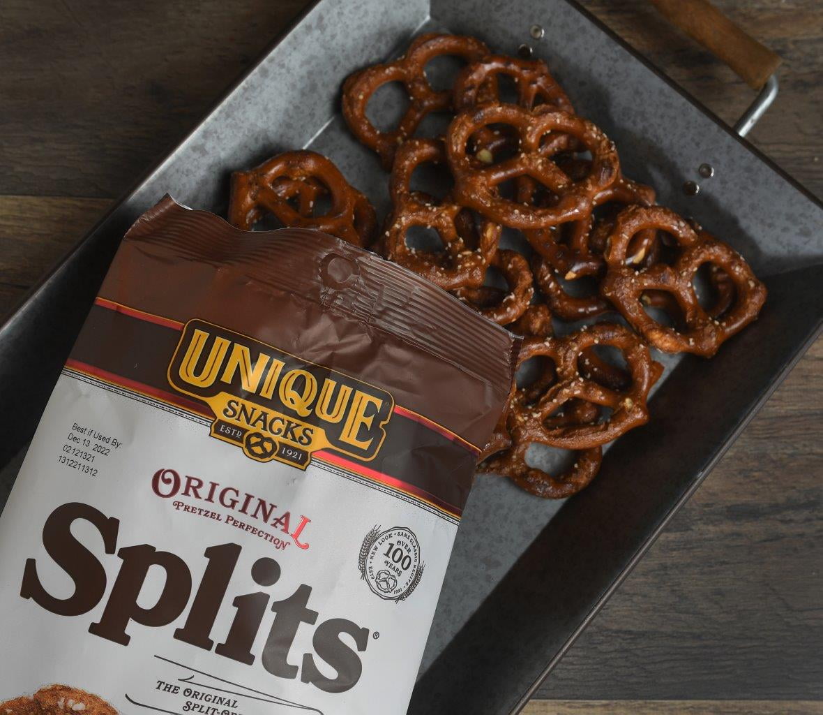 Unique Snacks Original Splits Pretzels, Original Flavor, OU Kosher, Vegan, 11 Ounce Bags, Pack of 6