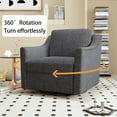 thumbnail image 2 of Swivel Accent Chair, Paproos Linen Upholstered Armchair, 31’’Wide 360 Degree Swivel Barrel Chair with Cushions & Nailhead Trim, Comfy Reading Chair Club Sofa Chair for Living Room Bedroom， Dark Gray, 2 of 8