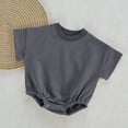 thumbnail image 6 of biudgviw Baby Boy Girl Onesie Romper Infant Plain Oversize T-Shirt Casual Round Neck Short Sleeve Bodysuit Cotton Summer Clothes(Dark Gray,6-9 Months), 6 of 6