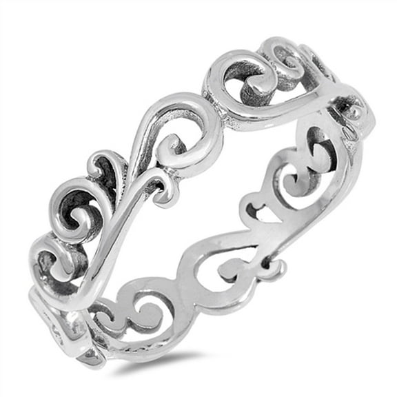 Eternity Filigree Swirl Cutout Ring .925 Sterling Silver Band Jewelry Female Male Unisex Size 5