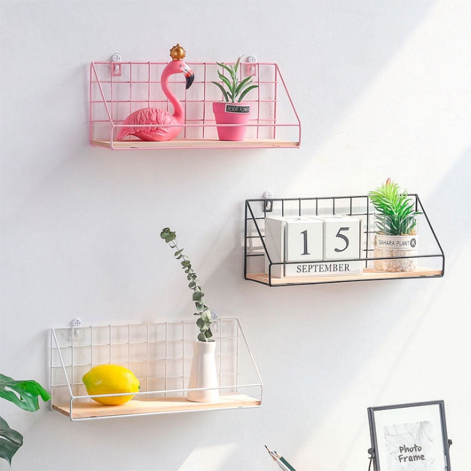 Industrial Style Iron Art Storage Holders,Wall Mounted Home Storage Shelf Hanging Storage Box for Flower Pots Book Storage Cosmetic Racks - image 3 of 7
