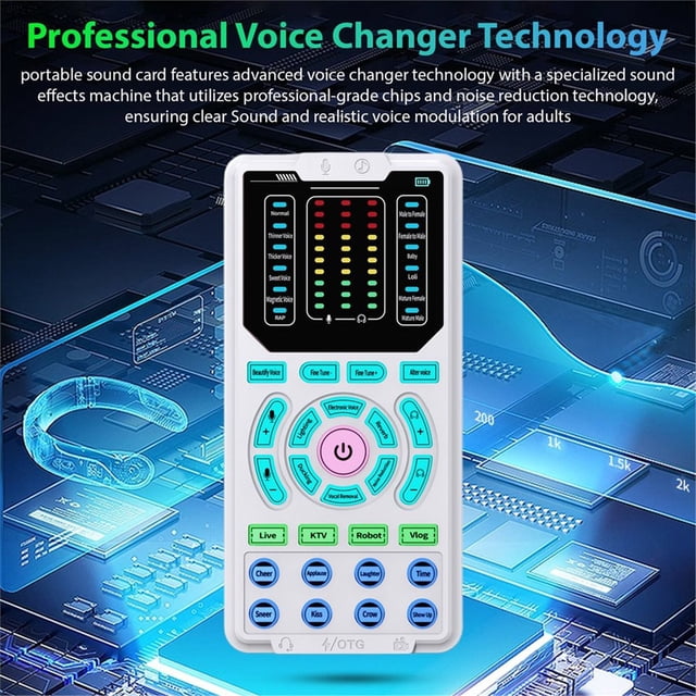 Professional Voice Changer Sound Card 16 Sound Effects, for Gaming, Calls,and Live Streaming Studio Recording
