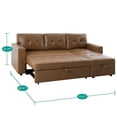 thumbnail image 4 of 78 in. W Convertible Sleeper Sectional Sofa, L Shaped Couch for Small Space Living Room, Storage Chaise, L Shaped Pull Out Sofa - Mocha,Air Leather, 4 of 11
