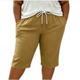 thumbnail image 4 of Ruimatai Womens Capri Cropped Pants Drawstring Elastic Waist Pocket Button Detail Plus Size Casual Vacation Trousers, 4 of 7