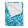 thumbnail image 2 of Aqua Soft Flannel Fleece Blanket, Tropical Tree Leaves Pattern Hawaiian Nature and Vegetation Foliage in Blue and White, Cozy Plush for Indoor and Outdoor Use, 70" x 90", Blue White, by Ambesonne, 2 of 5