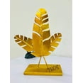 thumbnail image 2 of THOR INSTRUMENTS Modern Sculpture Decorative Figurine Golden Leaf Made of Metal and on Base Metal Leaf for Home Table Top Living Room Hall Bedroom Shelf Decoration Gift, 2 of 3
