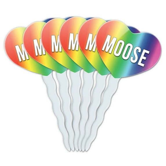 Moose Heart Love Cupcake Picks Toppers - Set of 6