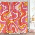 thumbnail image 2 of Abstract Orange Shower Curtain, Retro Pink Shower Curtain, Groovy Aesthetic Cute 70s Vintage Bathroom Decor Cloth Fabric with Hooks 72"W x 78"L (Pack of 1), 2 of 6