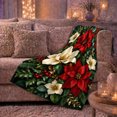 thumbnail image 6 of Ornate Poinsettia Berries Gold Leaves, Festive Holiday Scene, Warm Flannel Blanket for Living Room and Family Room, Art Lovers Housewarming Gift, Festive Home Decor, 6 of 9