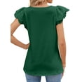 thumbnail image 5 of HUBERY Women Square Neck Tiered Ruffle Sleeves Ruched Solid Color Top, 5 of 5