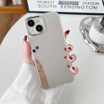 Mirror Case for iPhone 13/iPhone 14, Mirror for Girls Women Makeup, Cute Glossy Hard Mirror Back Clear Soft TPU Bumper Slim Fit Anti-Drop Shockproof Protective Case for iPhone 13/14