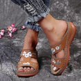 thumbnail image 5 of Leather Flower Embroidered Vintage Casual Soft Footbed Orthopedic Arch-support Sandals, 5 of 5