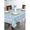 thumbnail image 3 of Ridhi - Asparagus Green Air Force Blue 60x60 Inch Square Cotton indian block print dining tablecloth, 3 of 5