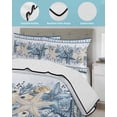 thumbnail image 3 of Quilts Queen Size Bedding Set, Navy Blue Starfish Coastal Reversible Summer Quilt 3 Pieces, Ocean Beach Coral Nautical Lightweight Bedspreads Coverlets with 2 Pillow Shams for All Seasons, 3 of 5