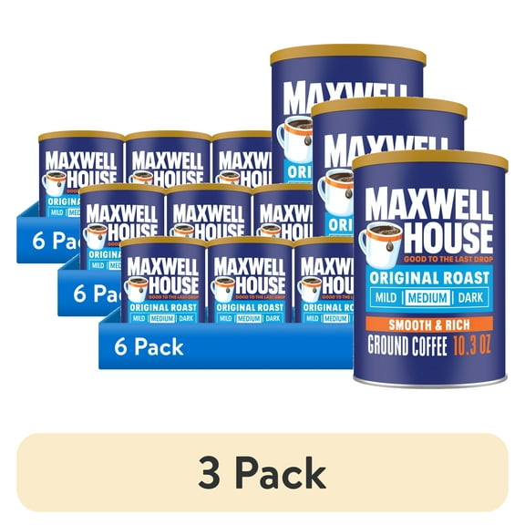 (3 pack) Maxwell House Original Roast Ground Coffee, 10.3 oz Canister, Medium