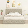 thumbnail image 2 of Full Size Upholstered Platform Bed Frame with 4 Storage Drawers, Modern Upholstered Platform Bed, Button Tufted Linen Bed Frame with Wood Slat Support, No Box Spring Needed, 2 of 5