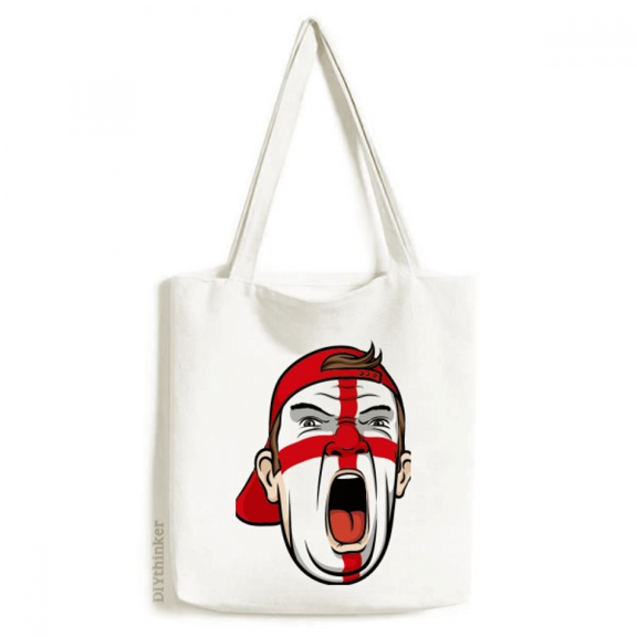 England Flag Makeup Head Screang Cap Tote Canvas Bag Shopping Satchel Casual Handbag