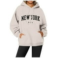 thumbnail image 2 of New York Hoodies for Women Fall Winter Long Sleeve Graphic Hooded Sweatshirt with Pockets Streetwear Pullover Tops, 2 of 5