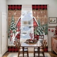 thumbnail image 5 of Red Plaid Christmas Sheer Curtains 108 Inches Long, Snowman Truck Xmas Tree Snowflake Wooden Light Filtering Window Curtains for Living Room, Rod Pocket Voile Sheer Drapes, 52"Wx108"L, 2 Panels, 5 of 9