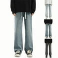 thumbnail image 1 of Styesk Men's Pants Man Solid Color Acquard Pattern Rinsing Jeans Straight Barrel Trousers, 1 of 7