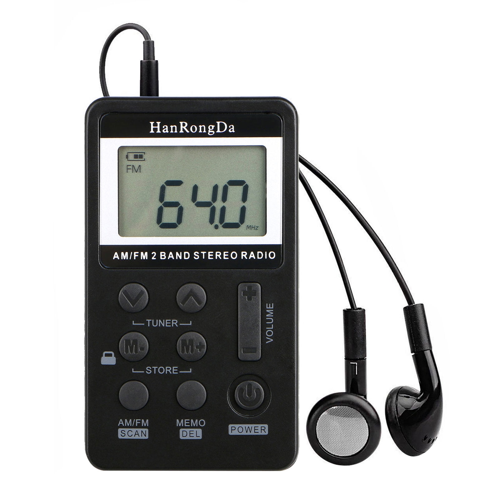 Mini Radio Pocket Receiver Portable FM/AM 2 Band Digital LCD Stereo Anti-Noise 