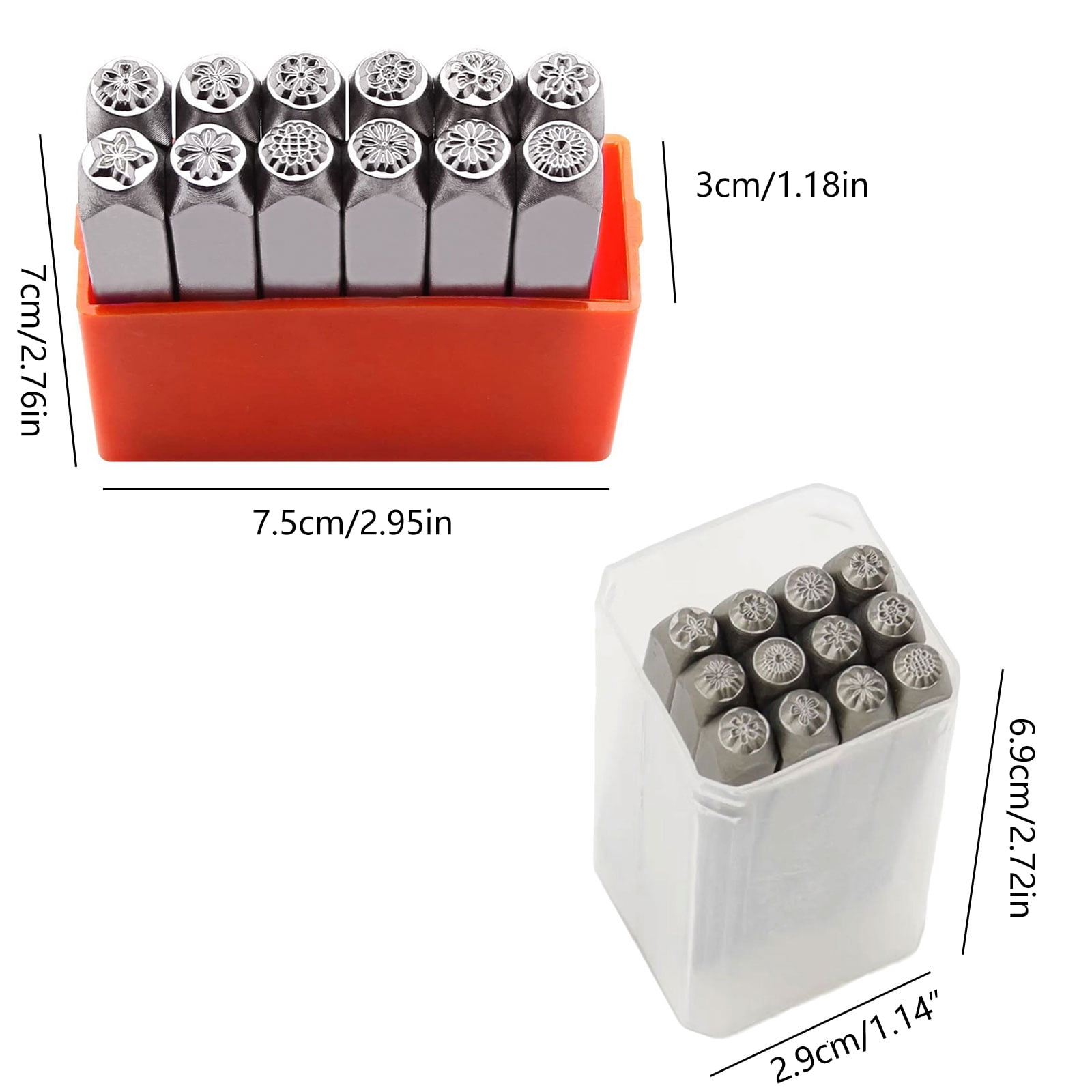 12Pcs Flower Theme Metal Stamp, 3MM 6MM (1/8” 1/4”) Metal Stamping Tool for Stamping Metal, Leather, Craft