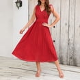 thumbnail image 2 of Sngxgn Women Sleeveless Deep V Neck Loose Plain Long Maxi Casual Dress(Red,XL), 2 of 8