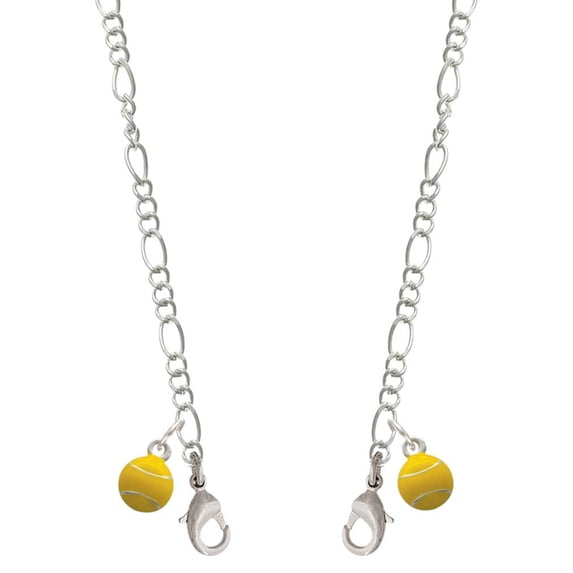 Silvertone Mini Enamel Tennis Ball Silvertone Face Mask Necklace