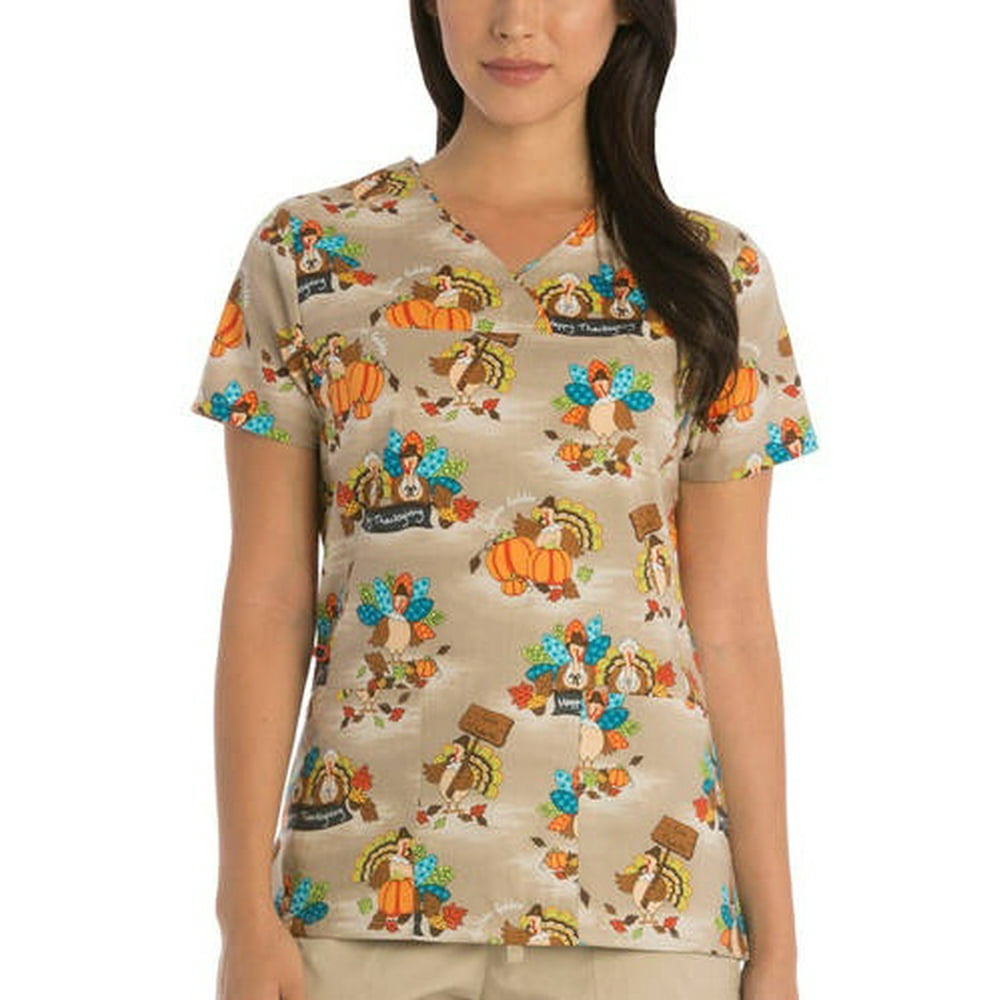 Scrubstar Women's Fashion Collection Harvest Cotton VNeck Scrub Top