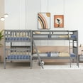 thumbnail image 3 of Bellemave Quad Bunk Bed Twin Over Twin, Wood L Shaped Bunk Bed for 4 with Angle Ladder, Corner 4 Bunk Bed for Teens Adults (Grey), 3 of 6