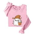 thumbnail image 3 of DDAPJ pyju Halloween Sweatshirts for Women Ghost Pumpkin Sweater Cute Spooky Coffee Graphic Pullover Shirts Pink XL, 3 of 4