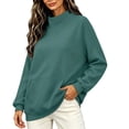 thumbnail image 4 of RYRJJ Women's Sweatshirt Casual Long Sleeve Mock Neck Loose Pullover Solid Color Comfy Y2K Sweatshirts Tunic Top, 4 of 5