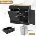 thumbnail image 3 of Costway 15.5 Gallon Kitchen Tilt Out Trash Cabinet Rubber Wood Tabletop 2 Drawers Shelf Black, 3 of 11