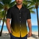 thumbnail image 1 of Blusa y camisa de manga corta con cuello vuelto para hombre, blusa informal de moda con cuello vuelto, estampado degradado, camisa de manga corta con botones, blusa de poliéster para hombre, 1 of 6
