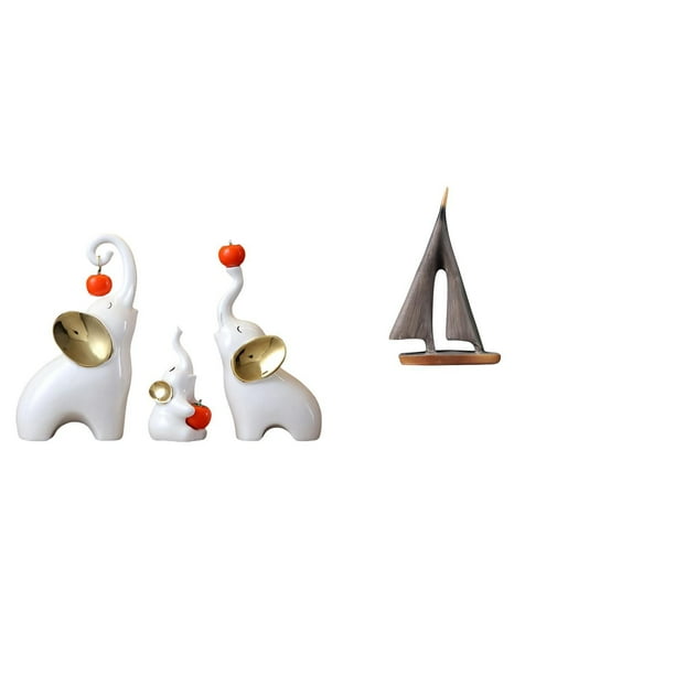 Esculturas de elefantes,Estatuas de elefantes,decoración del hogar,artesanías de cerámica,Escultura de velero,Estatua de velero Decoración de velero Barco de vela,Figura de velero modelo