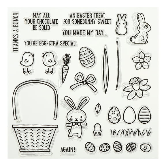 NUOLUX 2pcs Easter Bunny Clear Stamps for Cards Making Decoration DIY Scrapbooking