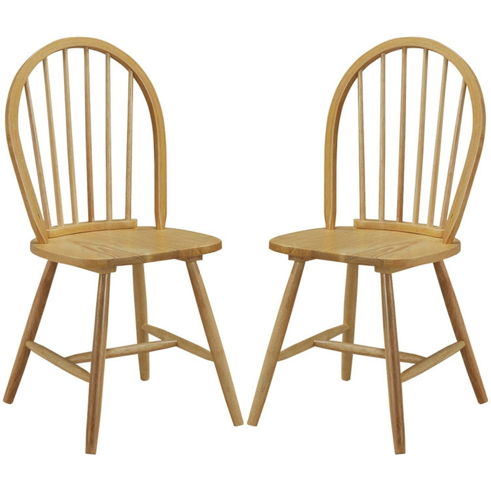 Demi Bonn Set of 2 Vintage Windsor Wood Dining Chair with Spindle Back for Dining Room Living Room, Brown