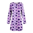 thumbnail image 4 of Tauxra Women Valentine Print Round Neck Long Sleeve Dress,Casual Pullover, 4 of 5