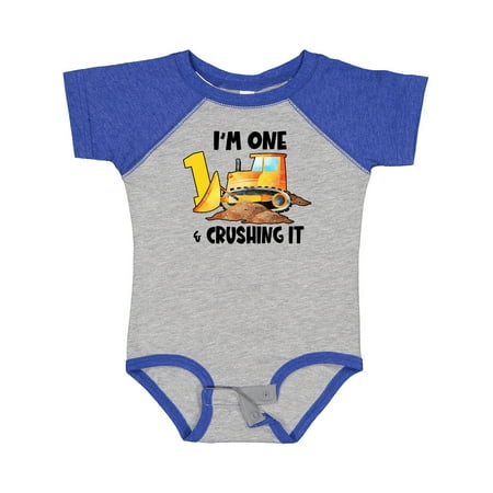 

Inktastic I m 1 and Crushing It Construction 1st Birthday Gift Baby Boy or Baby Girl Bodysuit