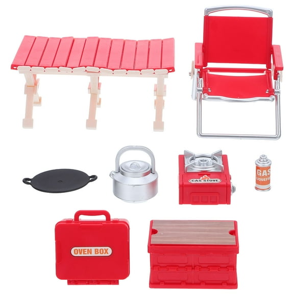 OUNONA Red Plastic Dollhouse Camping Accessories for Decoration 1Set